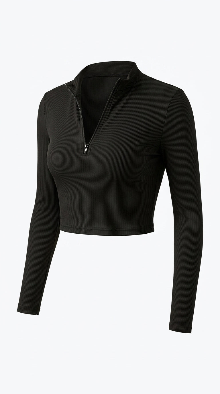 Womens Slim Fit V-Neck Long Sleeve Top