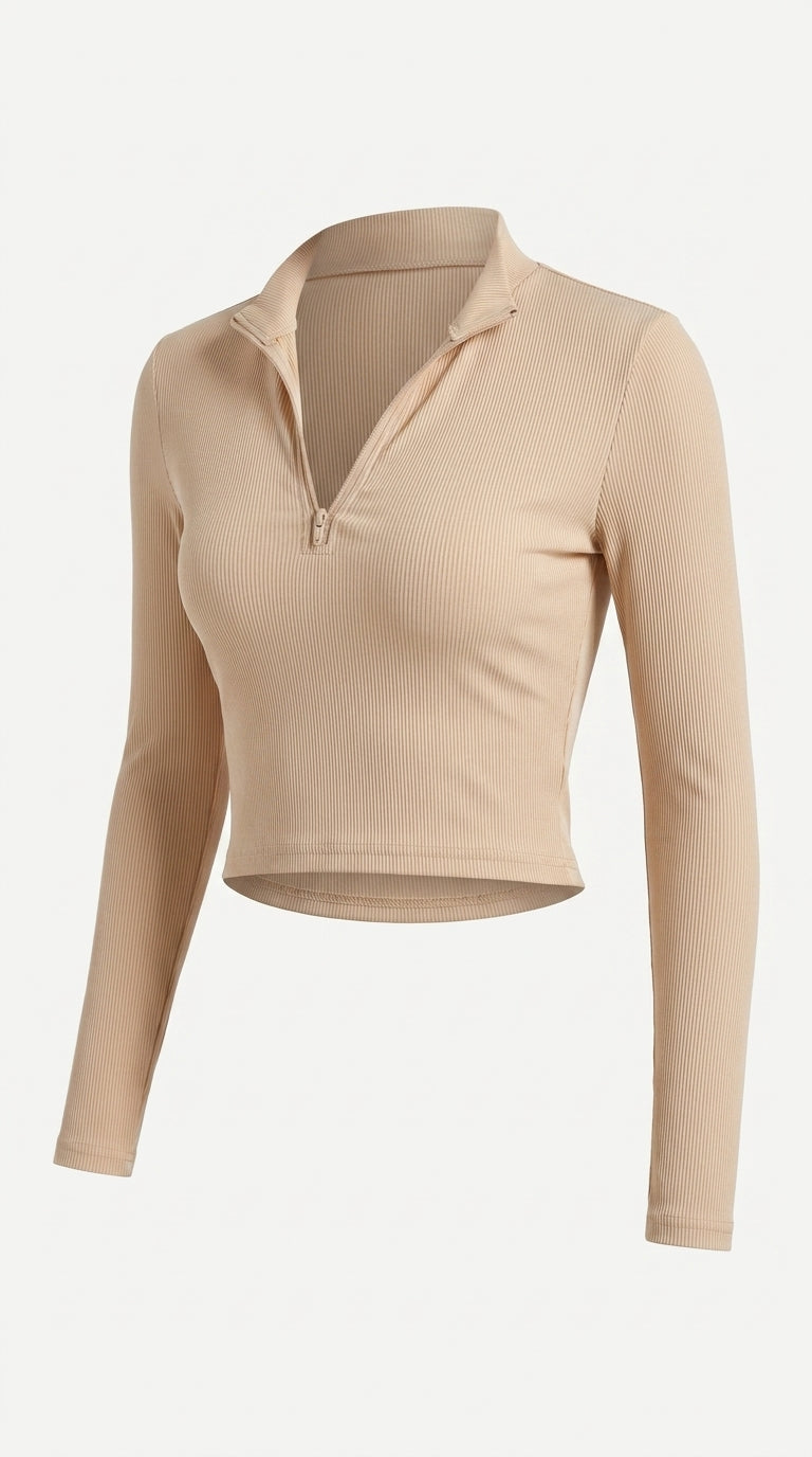 Womens Slim Fit V-Neck Long Sleeve Top