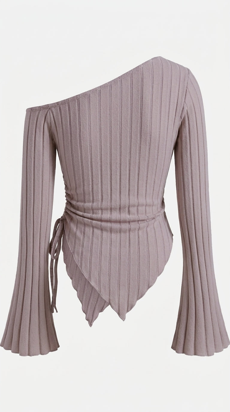 Women's Off-Shoulder Bell Sleeve Knit Top