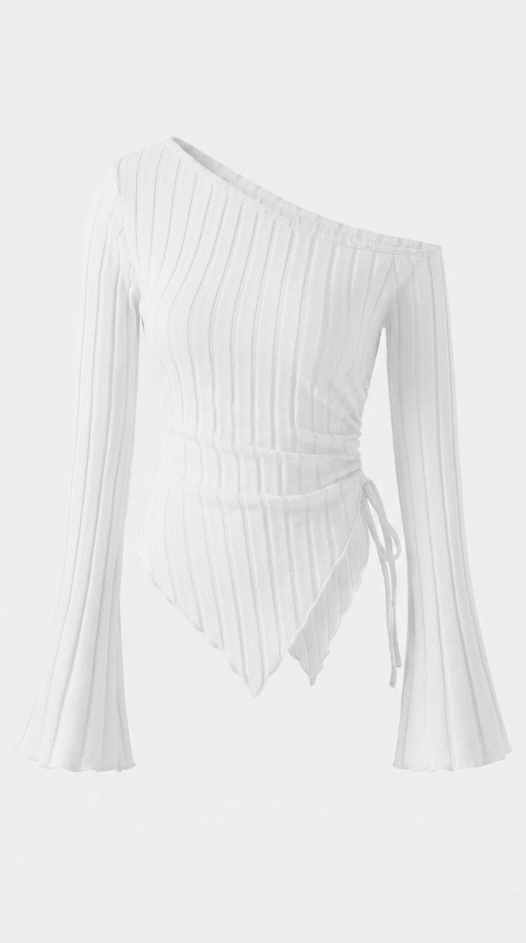 Women's Off-Shoulder Bell Sleeve Knit Top