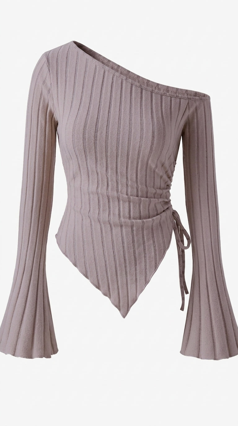 Women's Off-Shoulder Bell Sleeve Knit Top