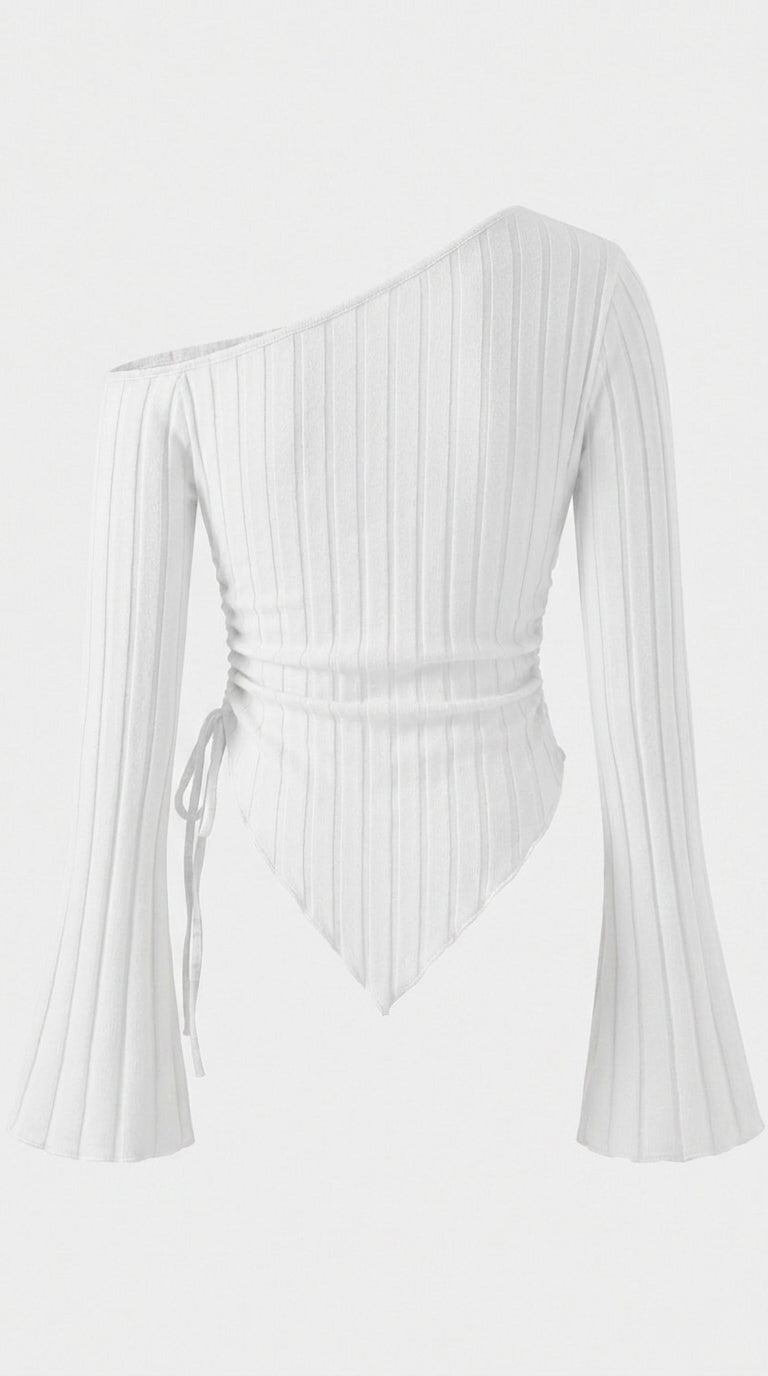 Women's Off-Shoulder Bell Sleeve Knit Top