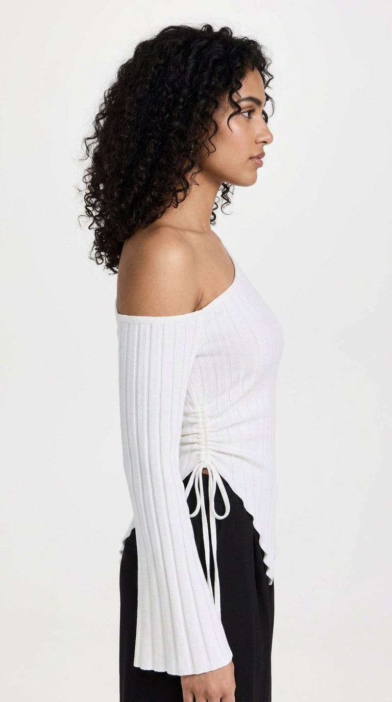 Women's Off-Shoulder Bell Sleeve Knit Top