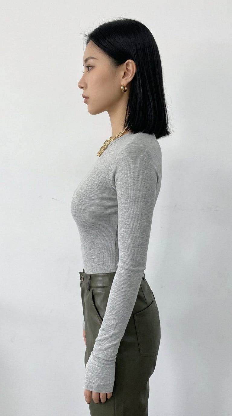 Long Sleeve Round Neck Turtleneck Womens T-shirt